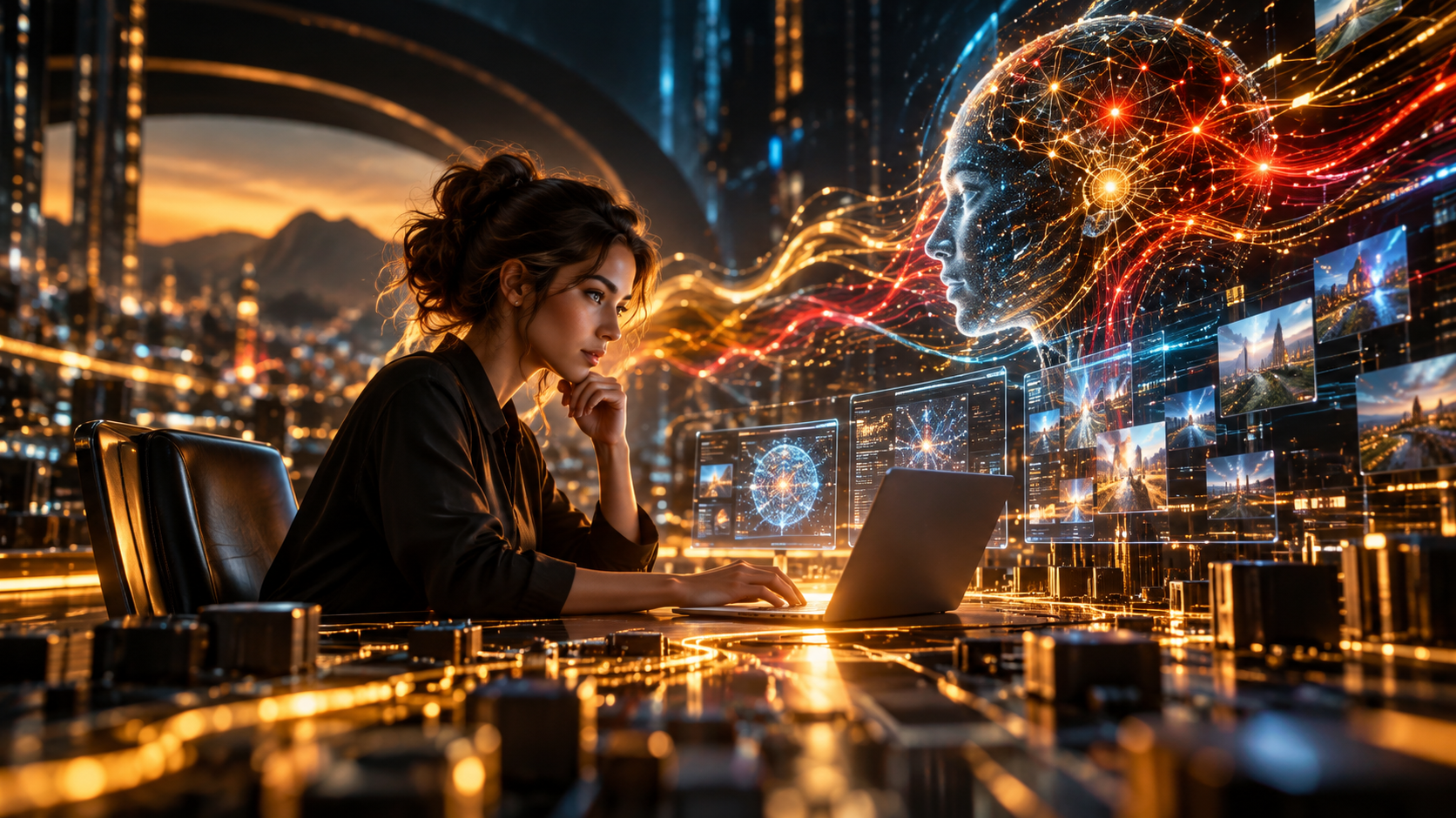 Profesional utilizando herramientas visuales de inteligencia artificial